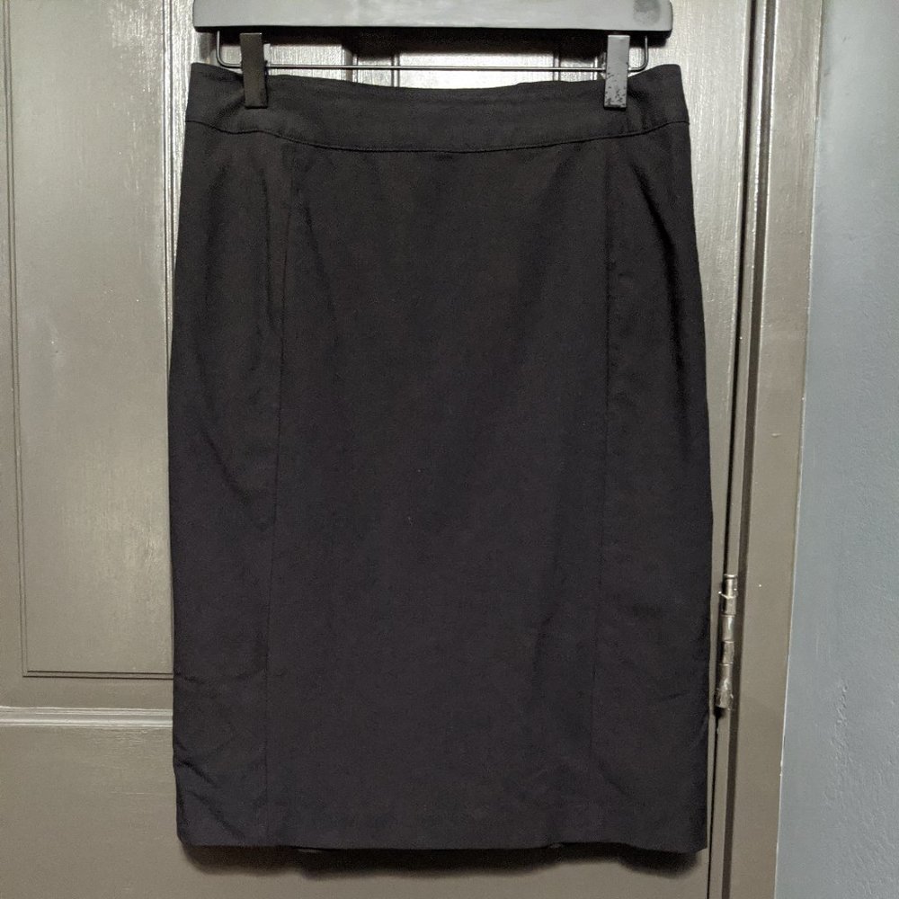 Express Black Wool Ruffle Hem Pencil Skirt